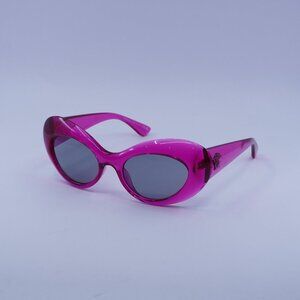 Versace VE4456U 533487 Sunglasses Pink Transparent Oval Frame, Grey Lenses